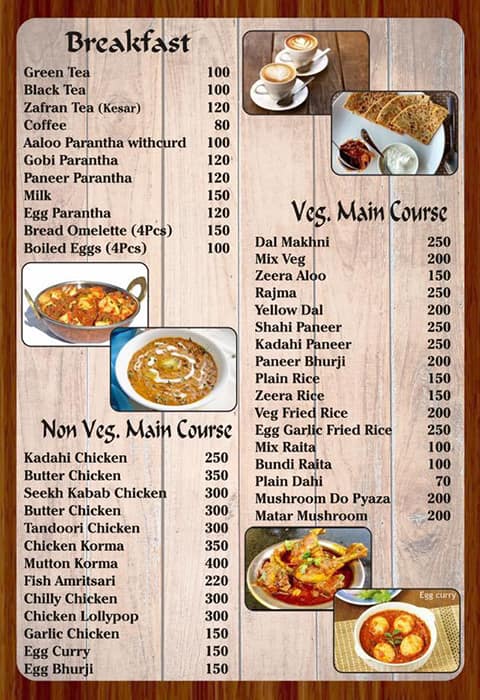 Menu at Jumeirah Restaurant - Night Club In Chandigarh, Chandigarh