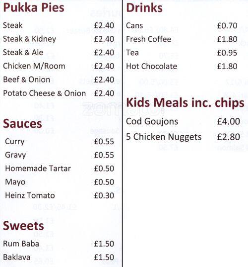 Fish Chips & More Menu, Menu for Fish Chips & More, East Dulwich