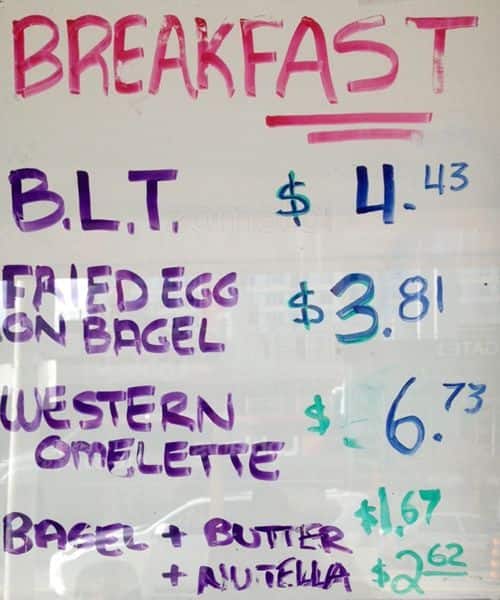 Mimi's Caffe menu