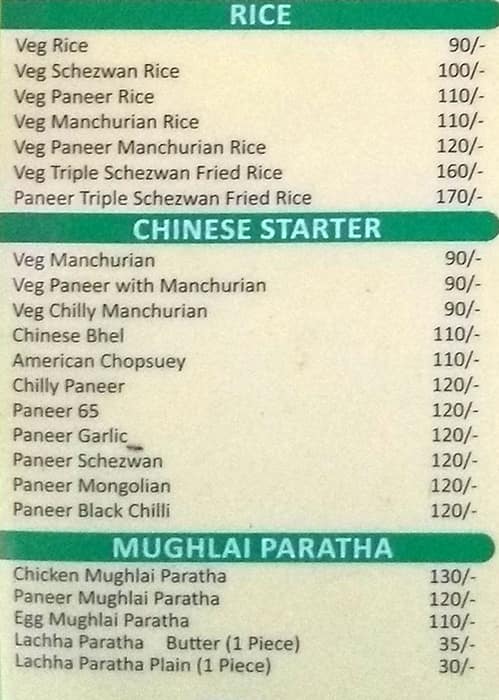 Old Kolkata Roll Club "Since -1996" menu