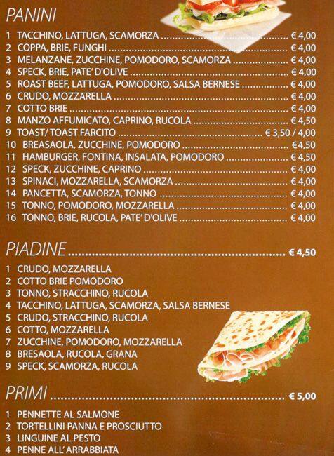 Menu di San Crispino 