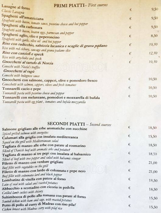 Menu di Capranica Enoteca e Taverna 