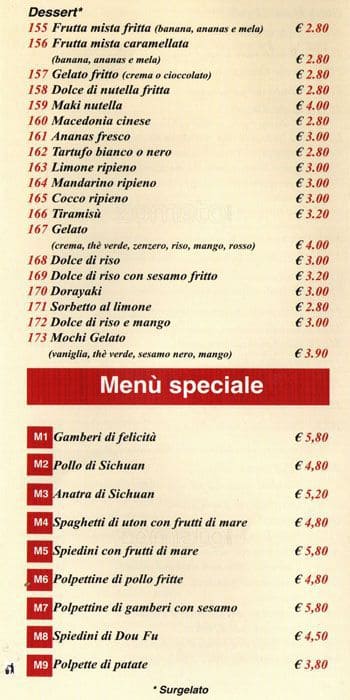 Menu di Ristorante cinese la felicita' 