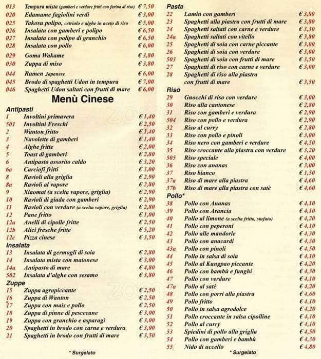 Menu di Ristorante cinese la felicita' 