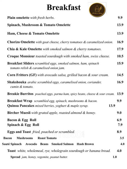 St. Honore Sourdough Bakery Menu Urbanspoon/Zomato