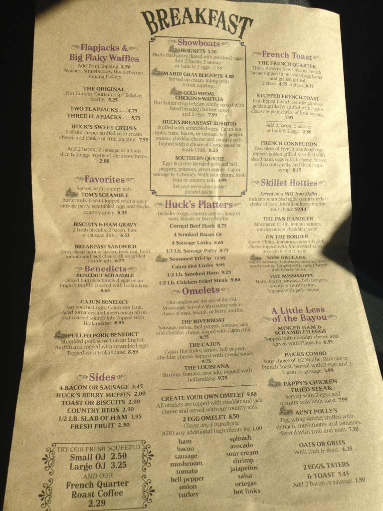 Huckleberry's Menu, Menu for Huckleberry's, Hoover, Fresno