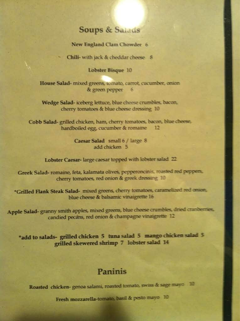 Menu at Wharf Pub & Restaurant, Edgartown