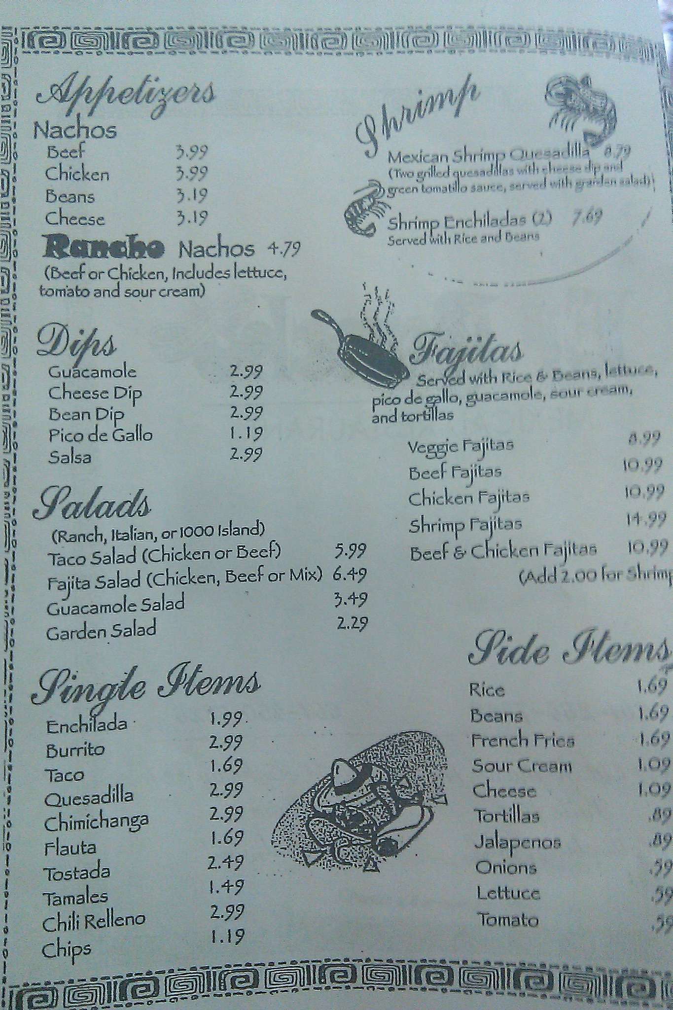 Menu At El Rancho Restaurant Petal Ms 42 Suite 140