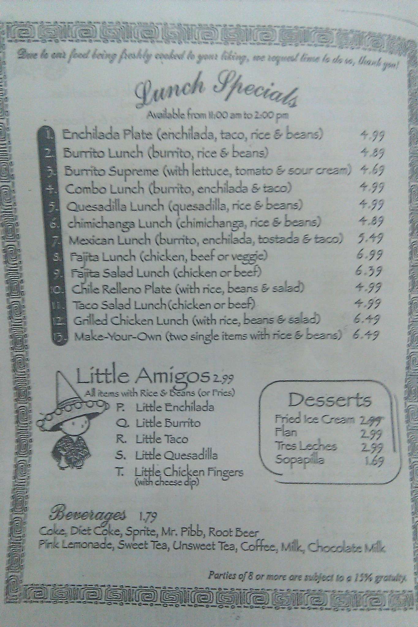 Menu At El Rancho Restaurant Petal Ms 42 Suite 140