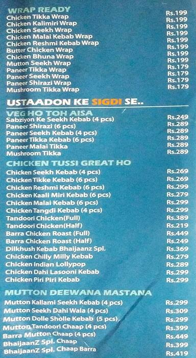 Bhaijaanz menu