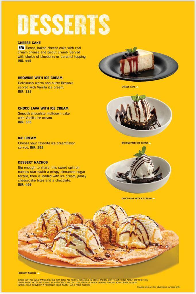 Menu at Buffalo wind wings, Gachibowli, Hyderabad