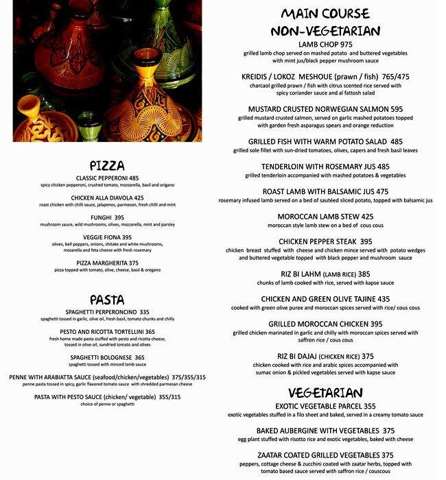 Fez Dining and Bar Menu, Menu for Fez Dining and Bar, Chanakyapuri, New