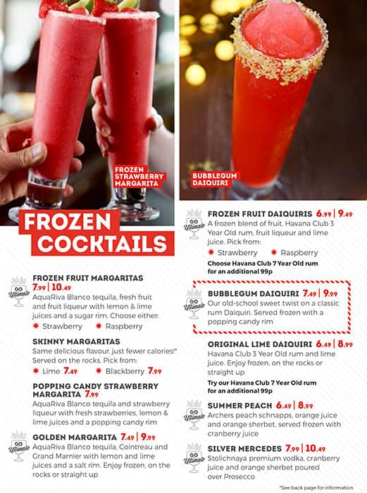 Menu At TGI Fridays - Covent Garden Restaurant, London, 6 Bedford St