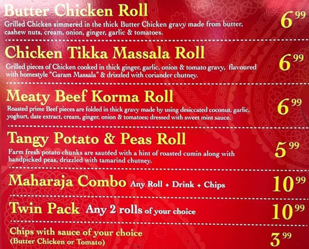 Kathi Roll Menu, Menu for Kathi Roll, Hamilton Central, Hamilton ...