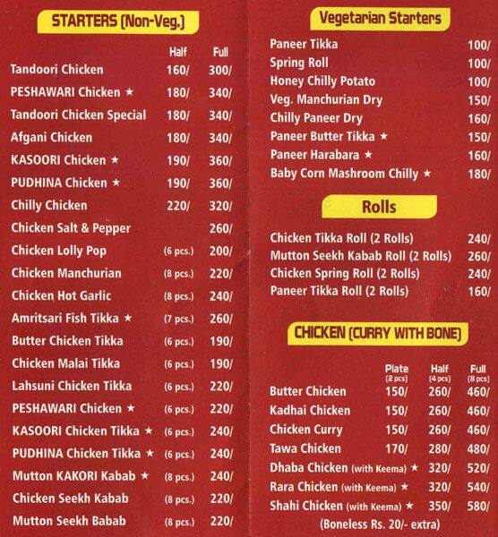 Sethi BarBeQue Menu, Menu for Sethi BarBeQue, Raja Park, Jaipur