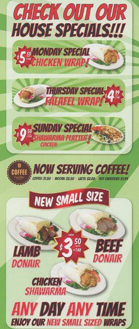 Taza Falafel House menu