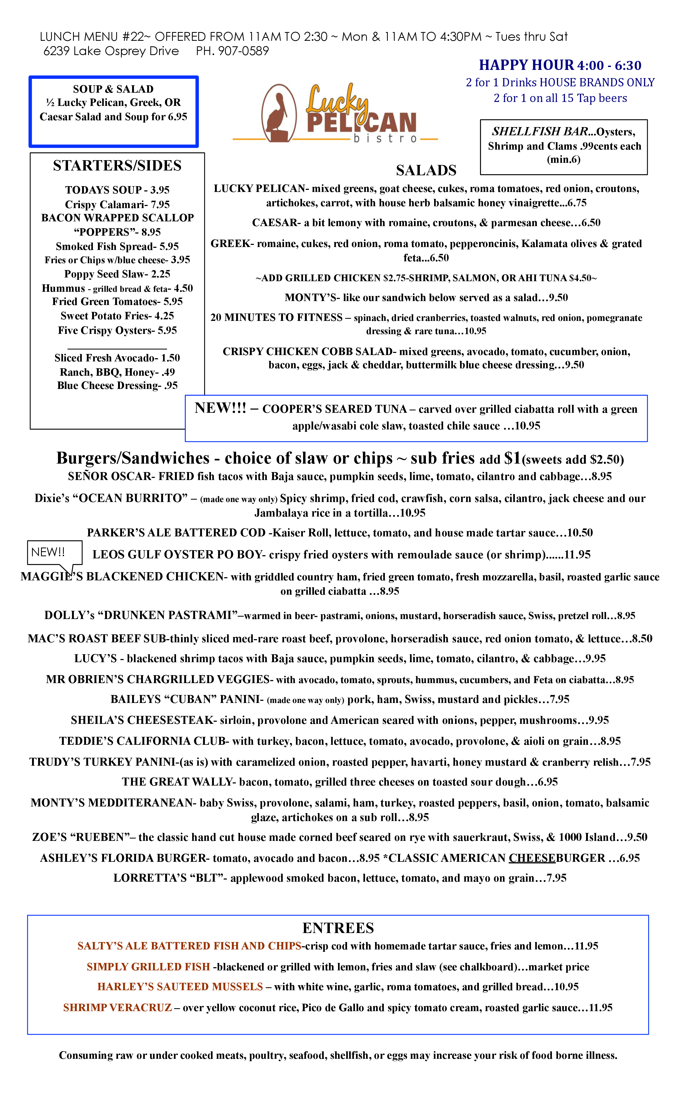 Lucky Pelican Bistro Menu, Menu for Lucky Pelican Bistro, Lakewood