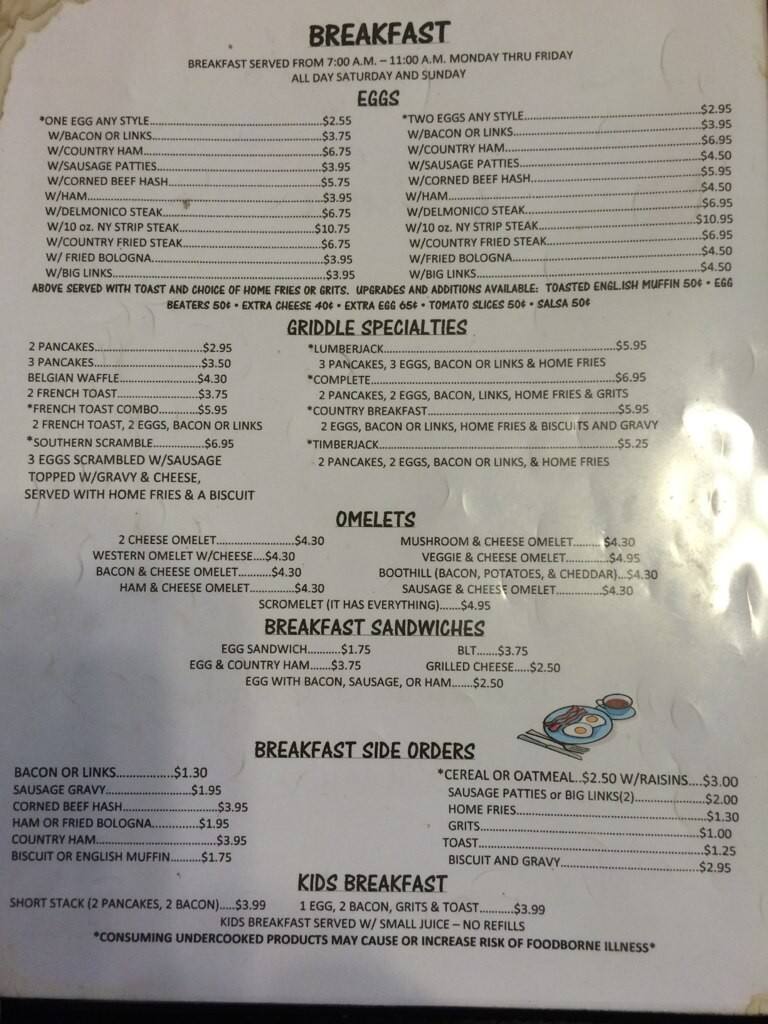 C and B Diner Menu, Menu untuk C and B Diner, Chesapeake, Hampton Roads