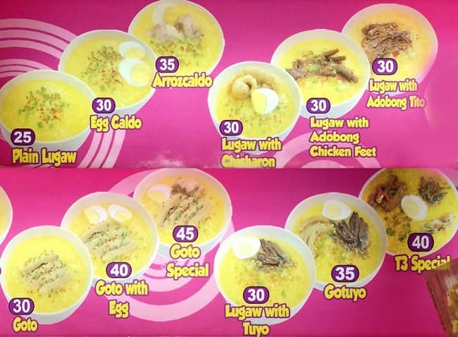Lugaw ni Bossing Menu, Menu for Lugaw ni Bossing, Talisay City, Cebu ...