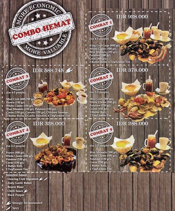 Dancing Crab Menu, Menu for Dancing Crab, Sumurbandung, Bandung