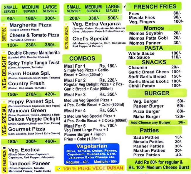 Menu of Shri Khatu Shyam Ji Pizza Point, Mathura Locality, Mathura