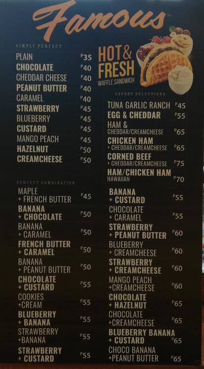 Famous Belgian Waffles - SM Santa Rosa меню