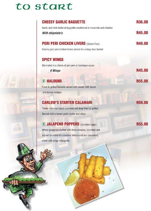 Speisekarte von Brazen Head The pub & Bar, Roodepoort, Hendrik Potgieter Rd