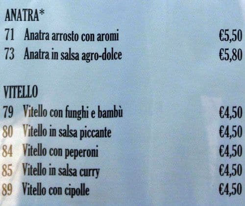 Menu di Da Wang Ristorante Italo Cinese 