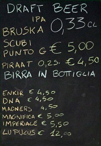 Menu de Birreria Manicomio
