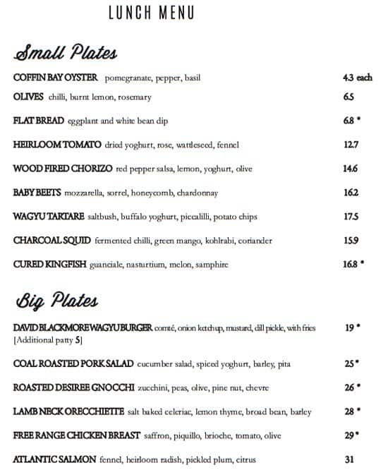 Pony Dining Menu, Menu for Pony Dining, Brisbane CBD, Brisbane