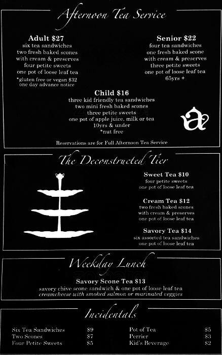 Adorabelle Tea Room Menu Menu For Adorabelle Tea Room