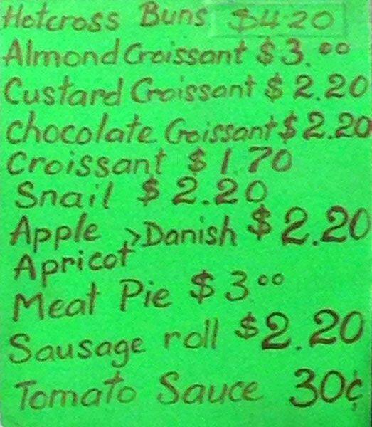 Paris Bakery Menu, Menu for Paris Bakery, Marrickville, Sydney