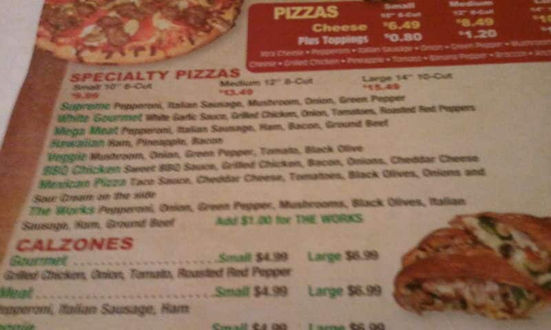 Fratello's pizza company menu