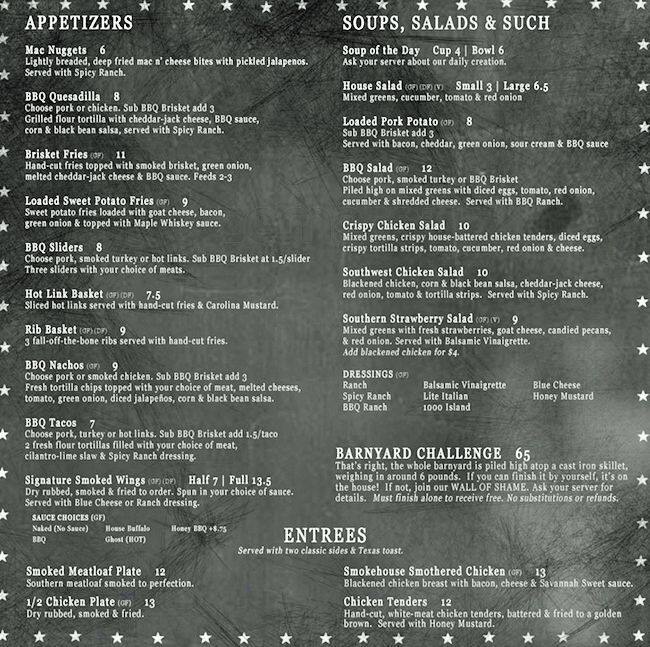 Menu at Boys BBQ Frederick, Frederick