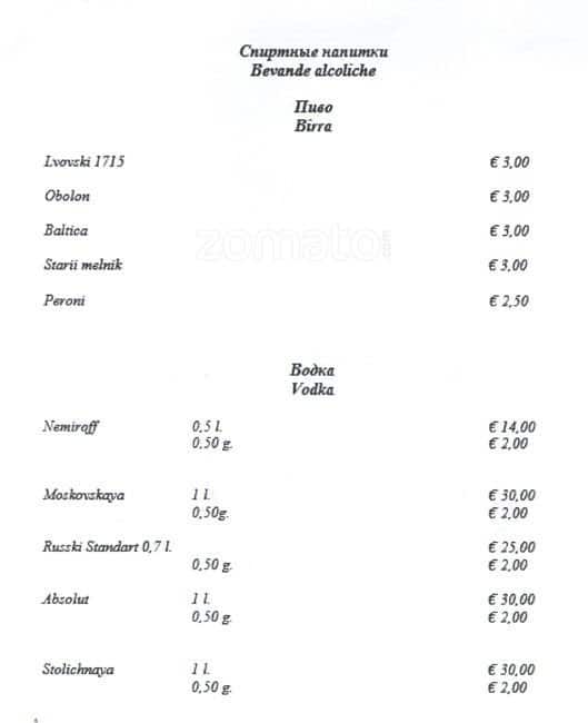 Menu di Matrioska 