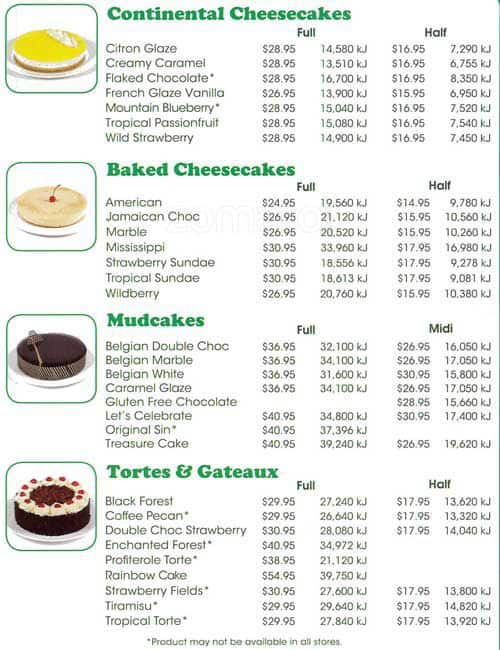 The Cheesecake Shop Menu Menu For The Cheesecake Shop North Geelong Geelong The Cheesecake Shop Menu Menu For The Cheesecake Shop North Geelong Geelong