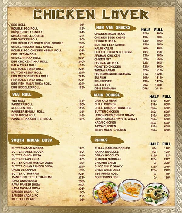 Menu of Chicken Lover, VIP Road, Zirakpur