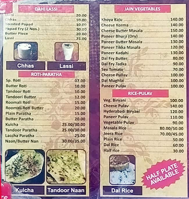 Menu of Chakh Le India, Sayajigunj, Vadodara