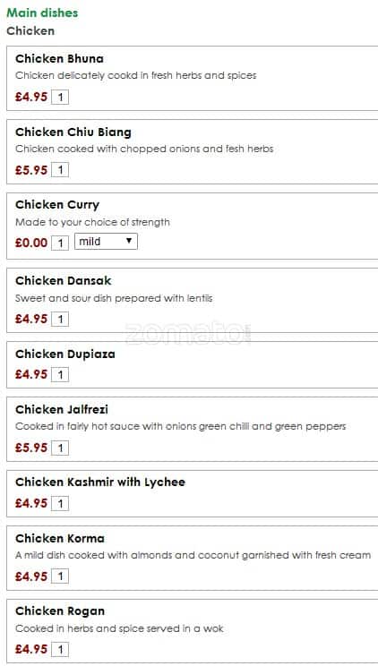 Saffron Indian Cuisine menu
