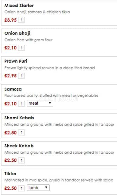 Saffron Indian Cuisine menu