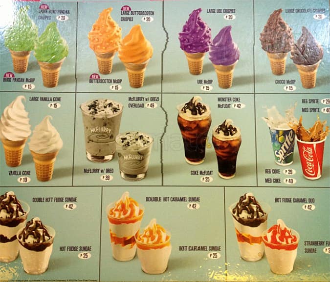 McDonald's Ice Cream Menu Prices