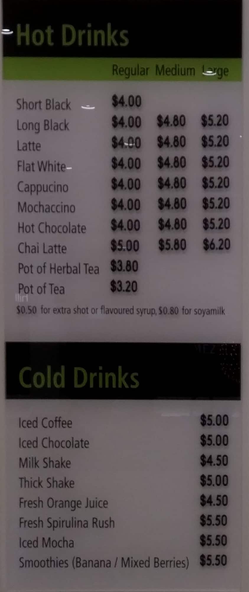 Menu at Hollywood Bakery Espresso, Auckland, 3058 Great N Rd