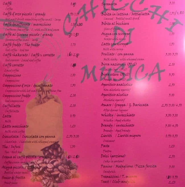 chicchi di musica Speisekarte