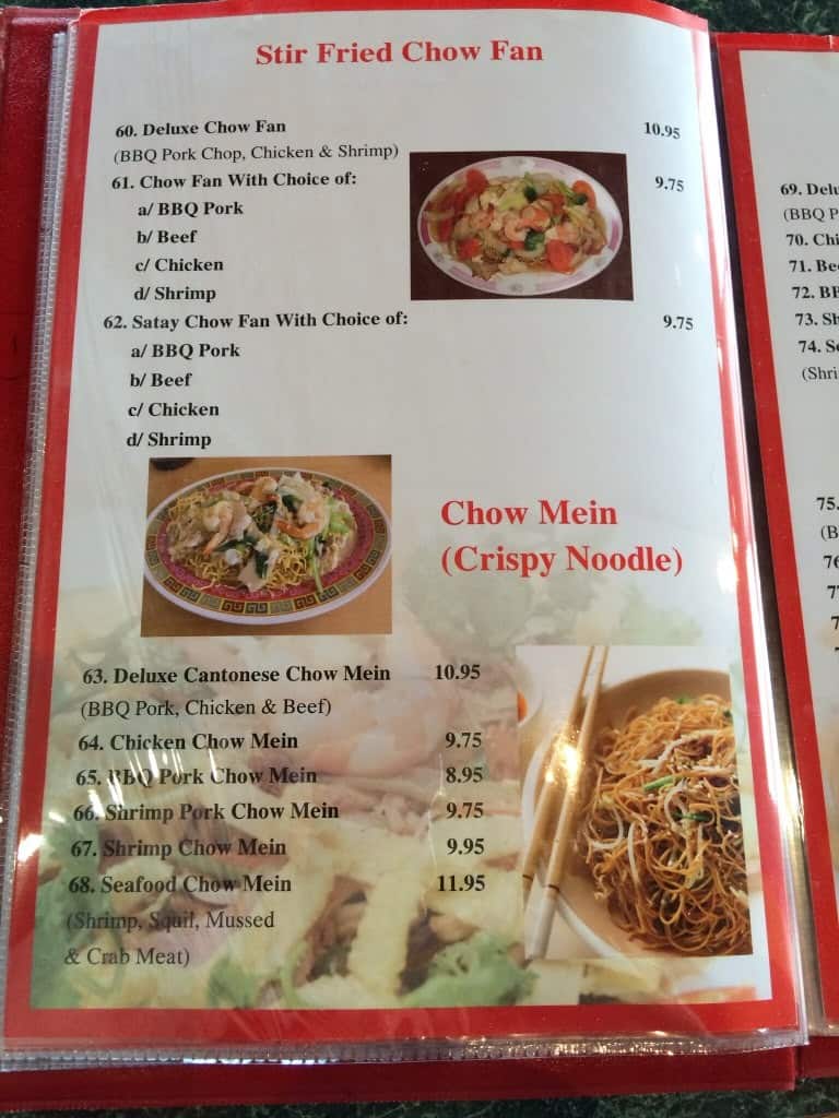 Menu at Viann restaurant, Winnipeg