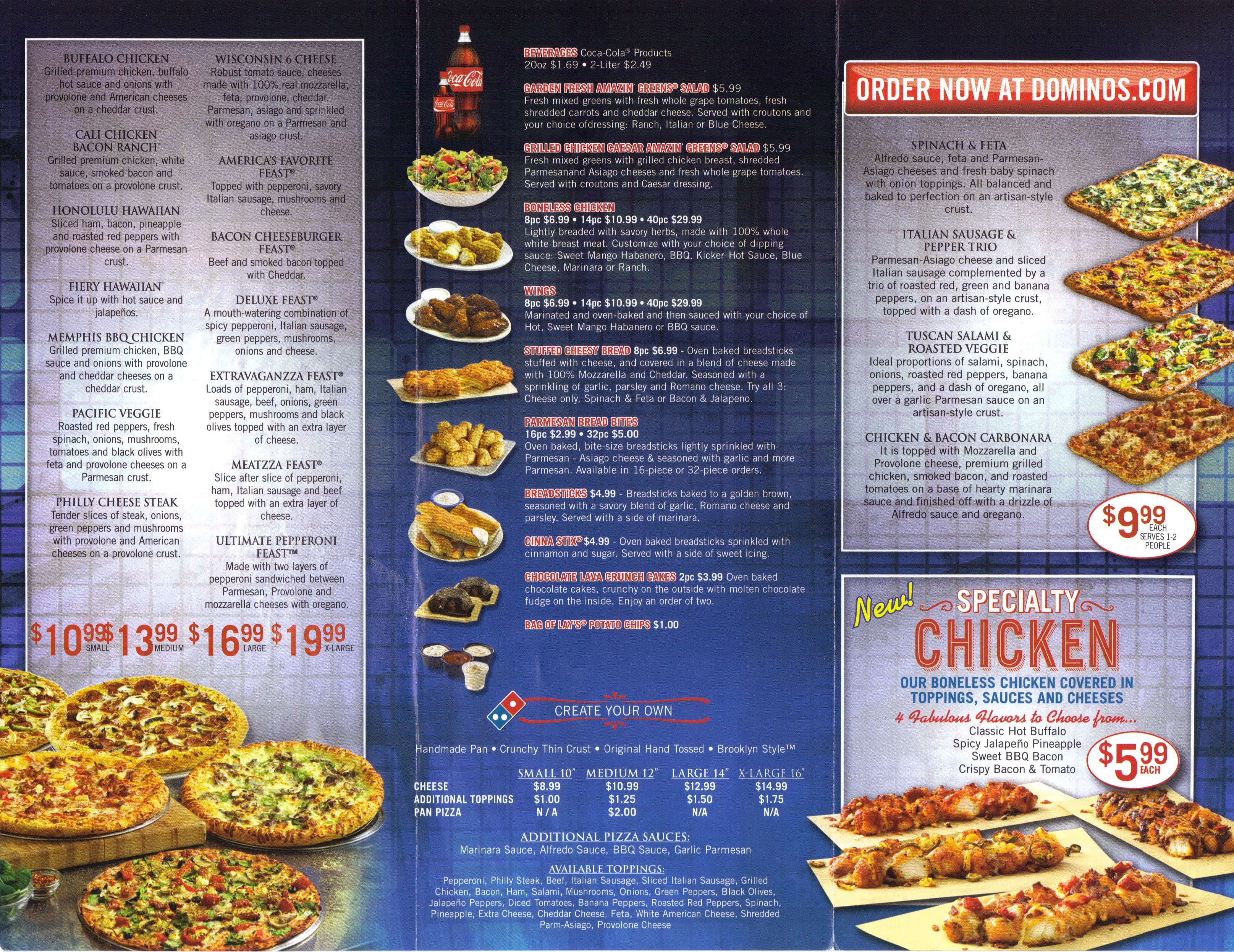 Domino's menu, Menu restauracji Domino's, Roanoke, Roanoke Urbanspoon