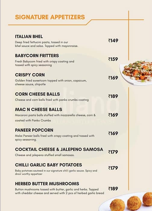 Menu of Italiano, Anna Nagar East, Chennai