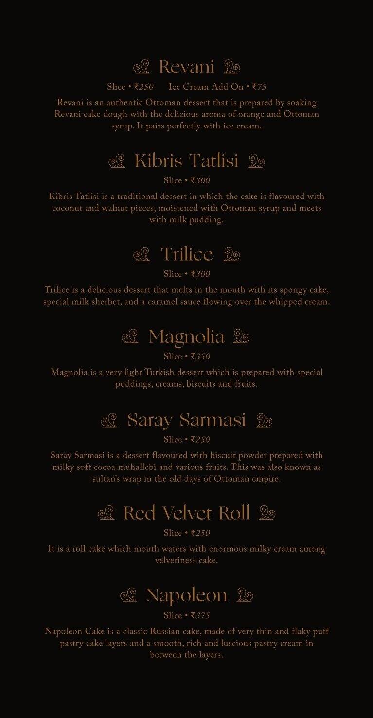 Menu at Ottoman's Doner Kebab, Chennai