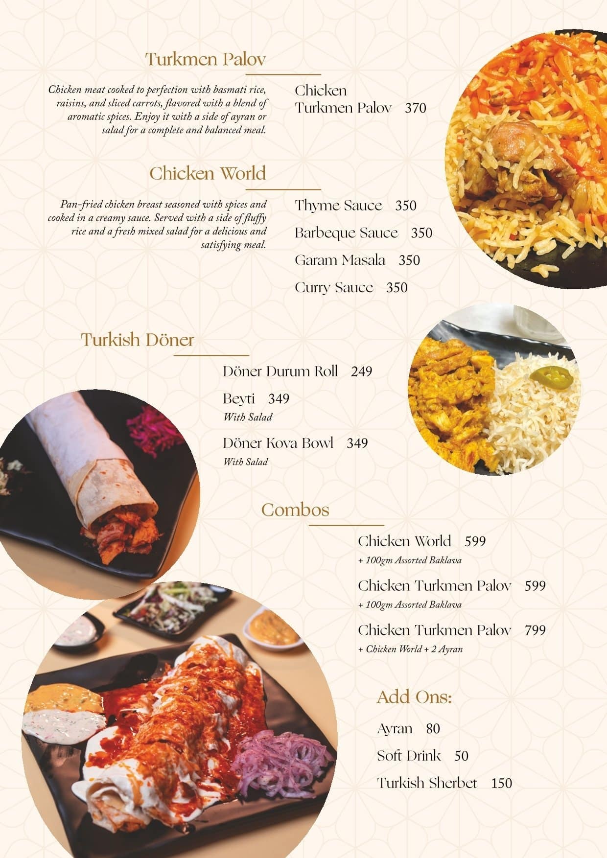 Menu at Ottoman's Doner Kebab, Chennai