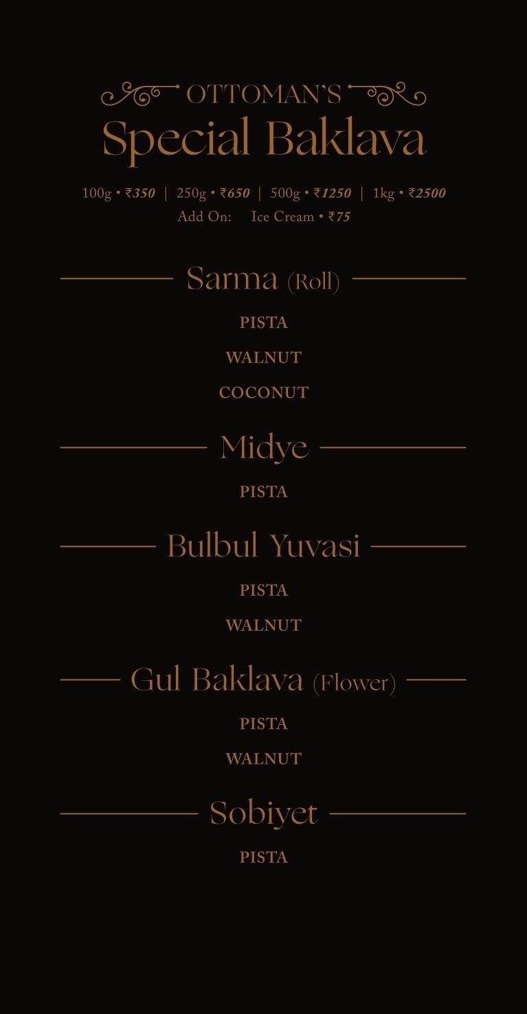 Menu at Ottoman's Doner Kebab, Chennai