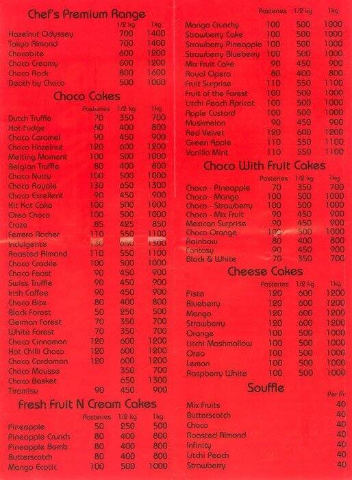 Bakers & More Menu, Menu for Bakers & More, Andheri Lokhandwala